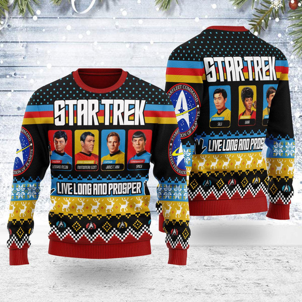 Live Long And Prosper Character Squares Christmas Sweater - OodieGang.com