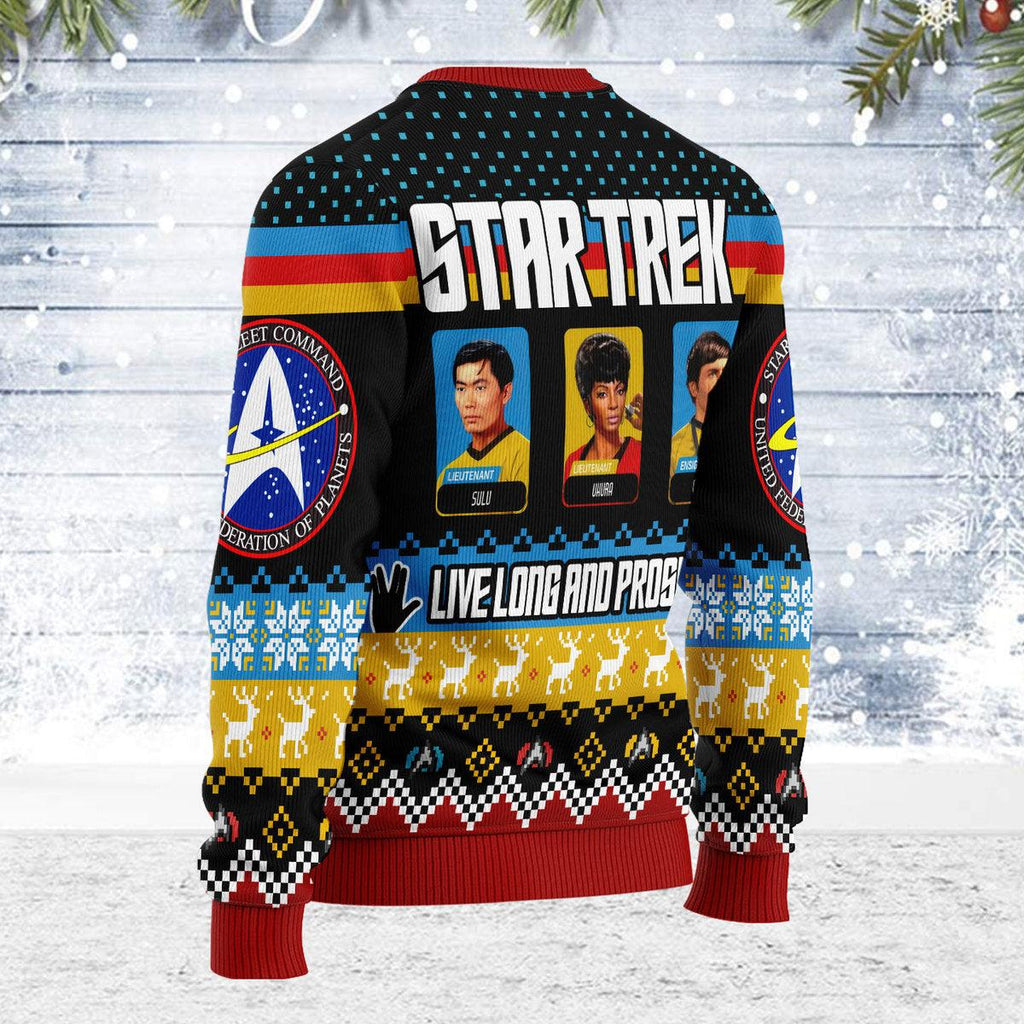 Live Long And Prosper Character Squares Christmas Sweater - OodieGang.com