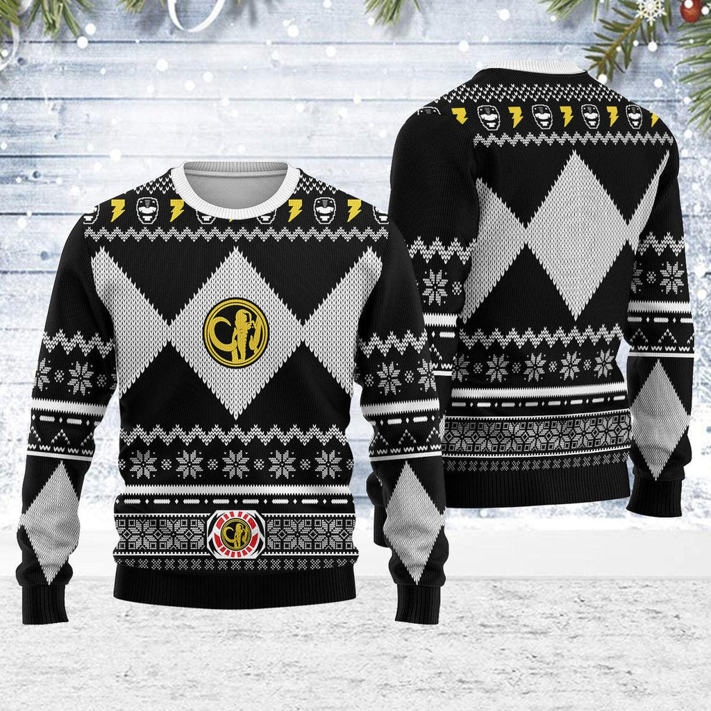 Merry Christmas OodieGang Unisex Christmas Sweater Black Power Ranger 3D Apparel - OodieGang.com