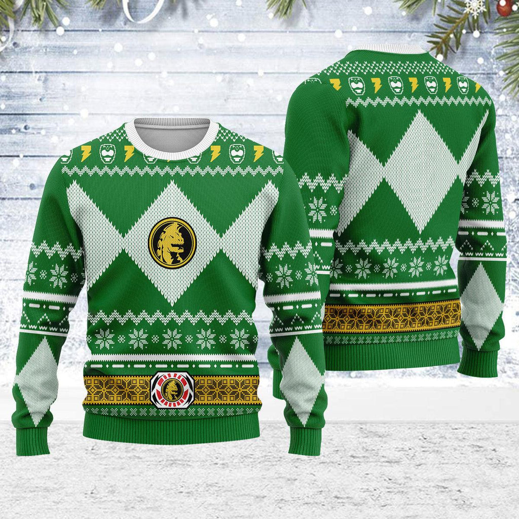 Merry Christmas OodieGang Unisex Christmas Sweater Green Power Ranger 3D Apparel - OodieGang.com