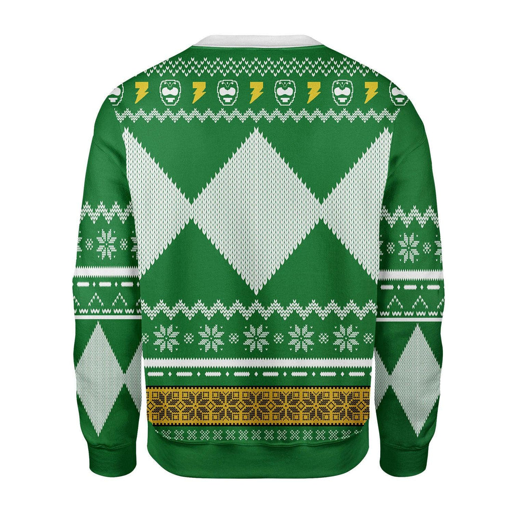 Merry Christmas OodieGang Unisex Christmas Sweater Green Power Ranger 3D Apparel - OodieGang.com