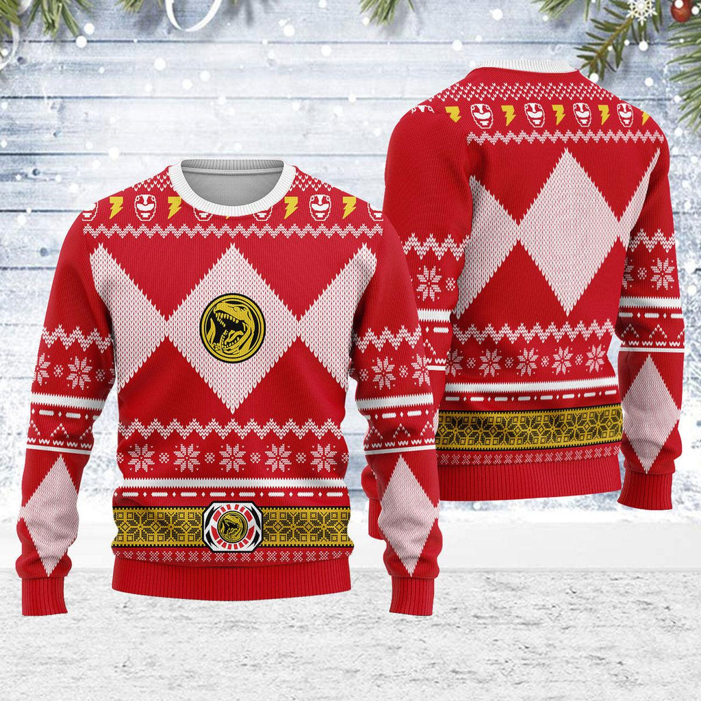 Merry Christmas OodieGang Unisex Christmas Sweater Red Power Ranger 3D Apparel - OodieGang.com