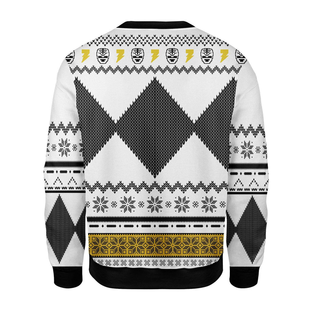 Merry Christmas OodieGang Unisex Christmas Sweater White Power Ranger 3D Apparel - OodieGang.com