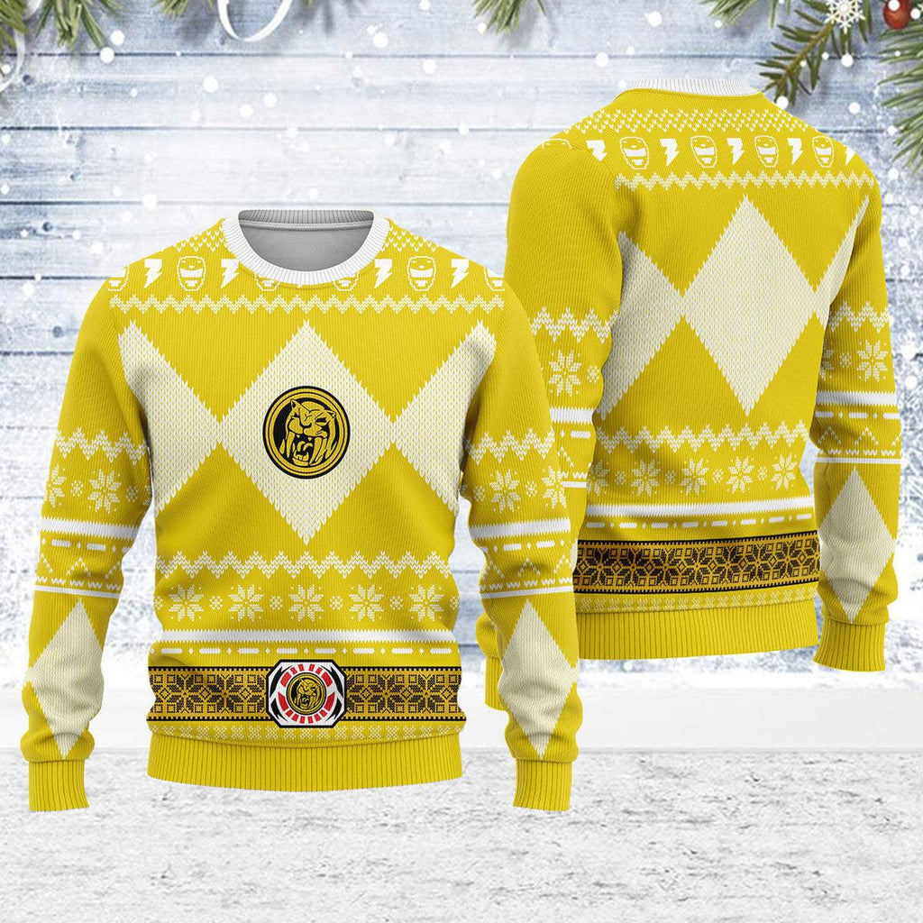 Merry Christmas OodieGang Unisex Christmas Sweater Yellow Power Ranger 3D Apparel - OodieGang.com