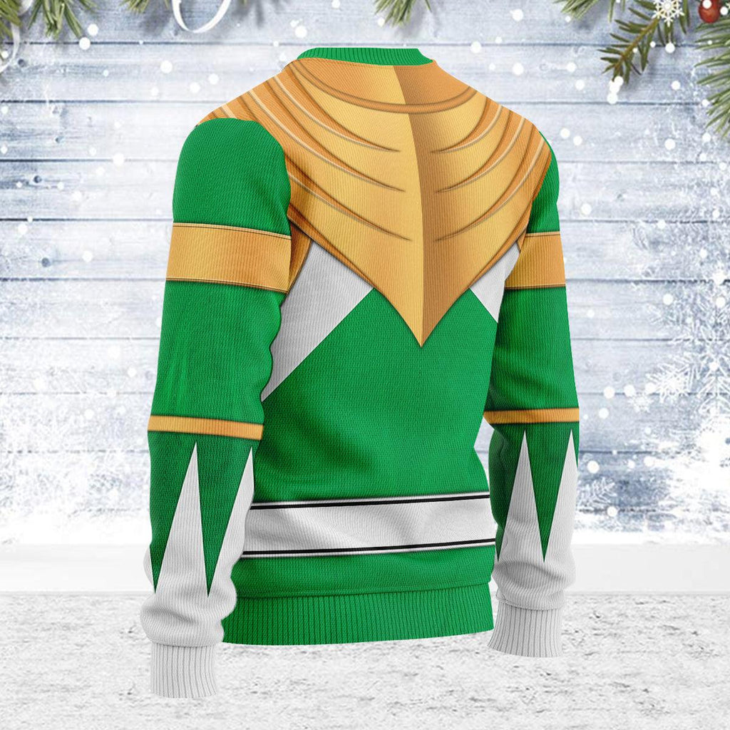 Merry Christmas Green Ranger Dragon Shield MM Unisex Wool Sweater - OodieGang.com