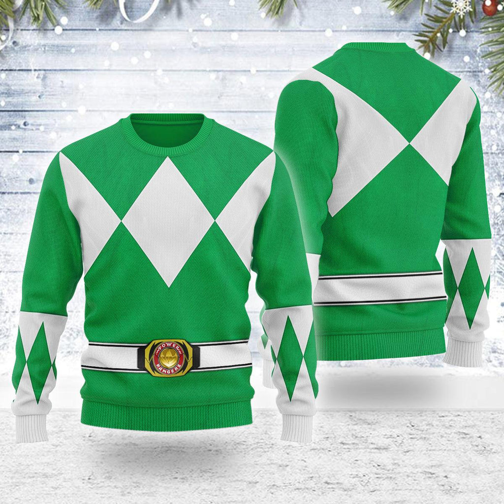 Merry Christmas Green Ranger MM Unisex Wool Sweater - OodieGang.com