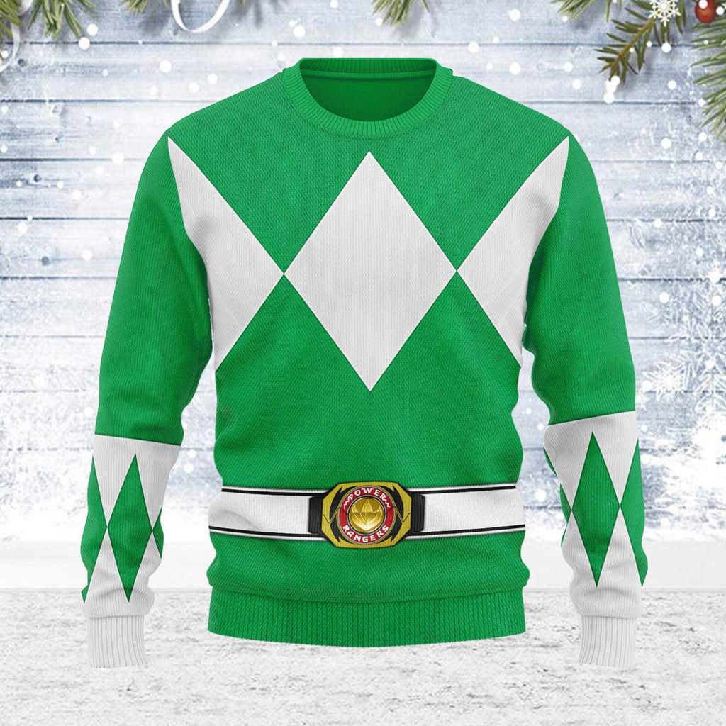 Merry Christmas Green Ranger MM Unisex Wool Sweater - OodieGang.com