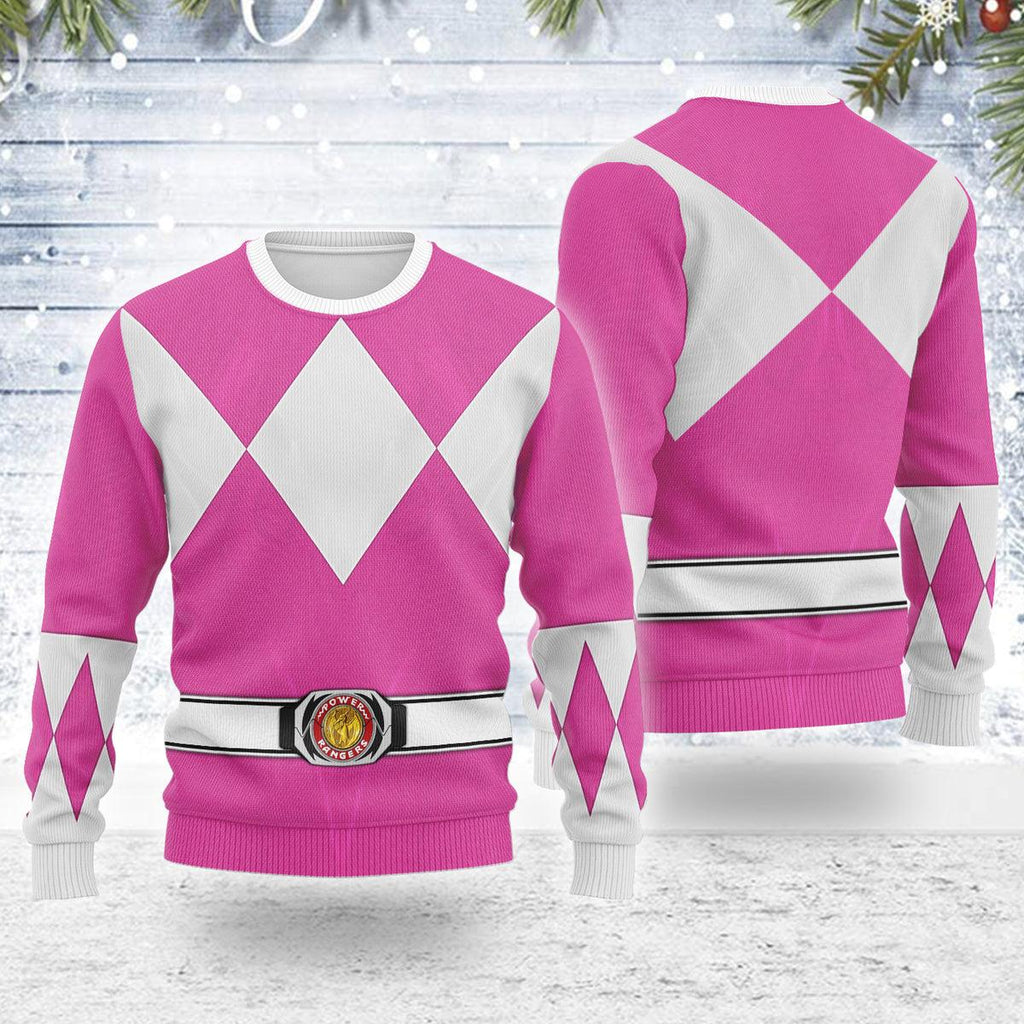 Merry Christmas Pink Ranger MM Unisex Wool Sweater - OodieGang.com