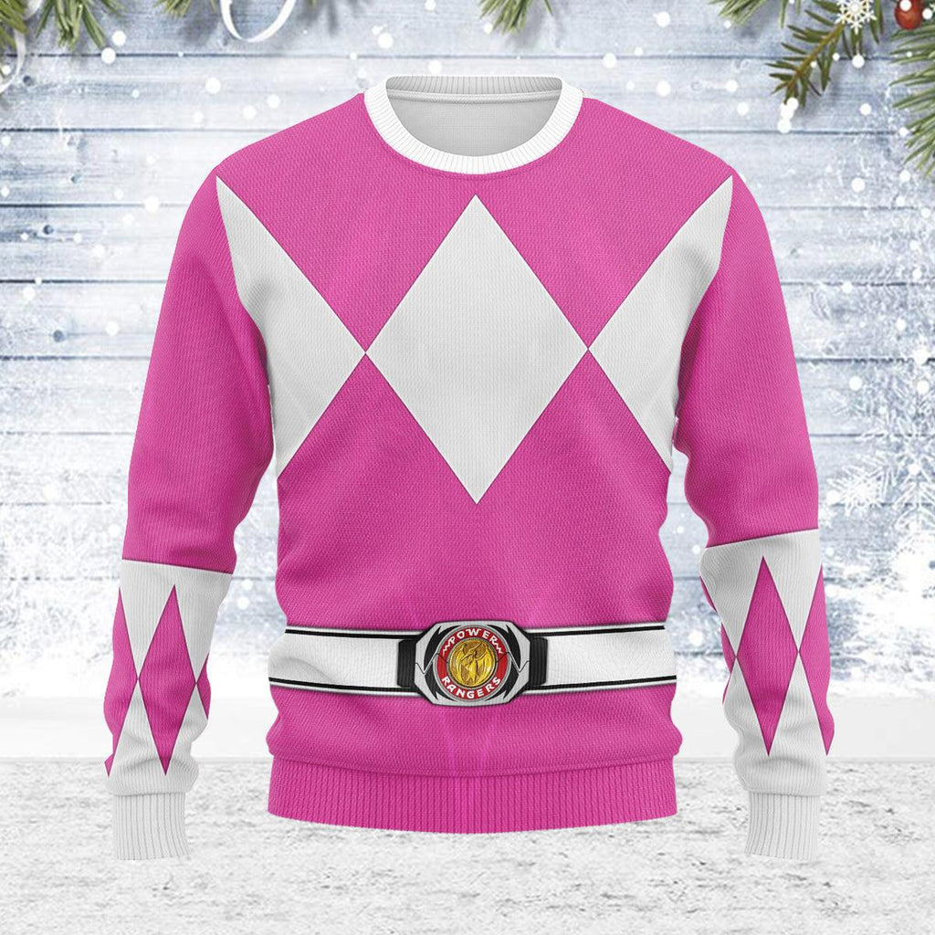 Merry Christmas Pink Ranger MM Unisex Wool Sweater - OodieGang.com