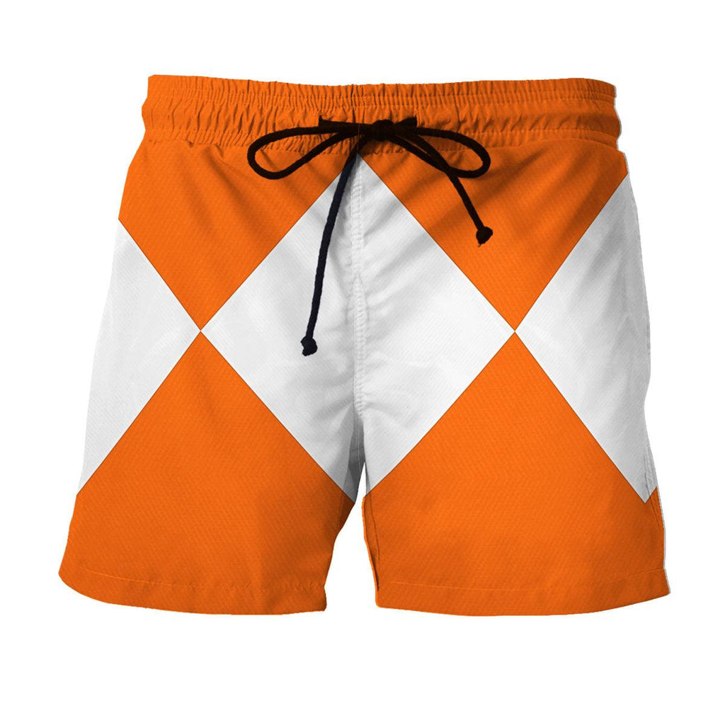 Orange Ranger Mighty Morphin Hawaiian Shirt Beach Shorts - OodieGang.com