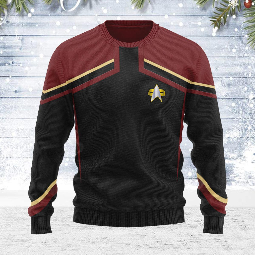 Picard Flag Officer Starfleet Uniform Circa Themed Christmas Wool Sweater - OodieGang.com