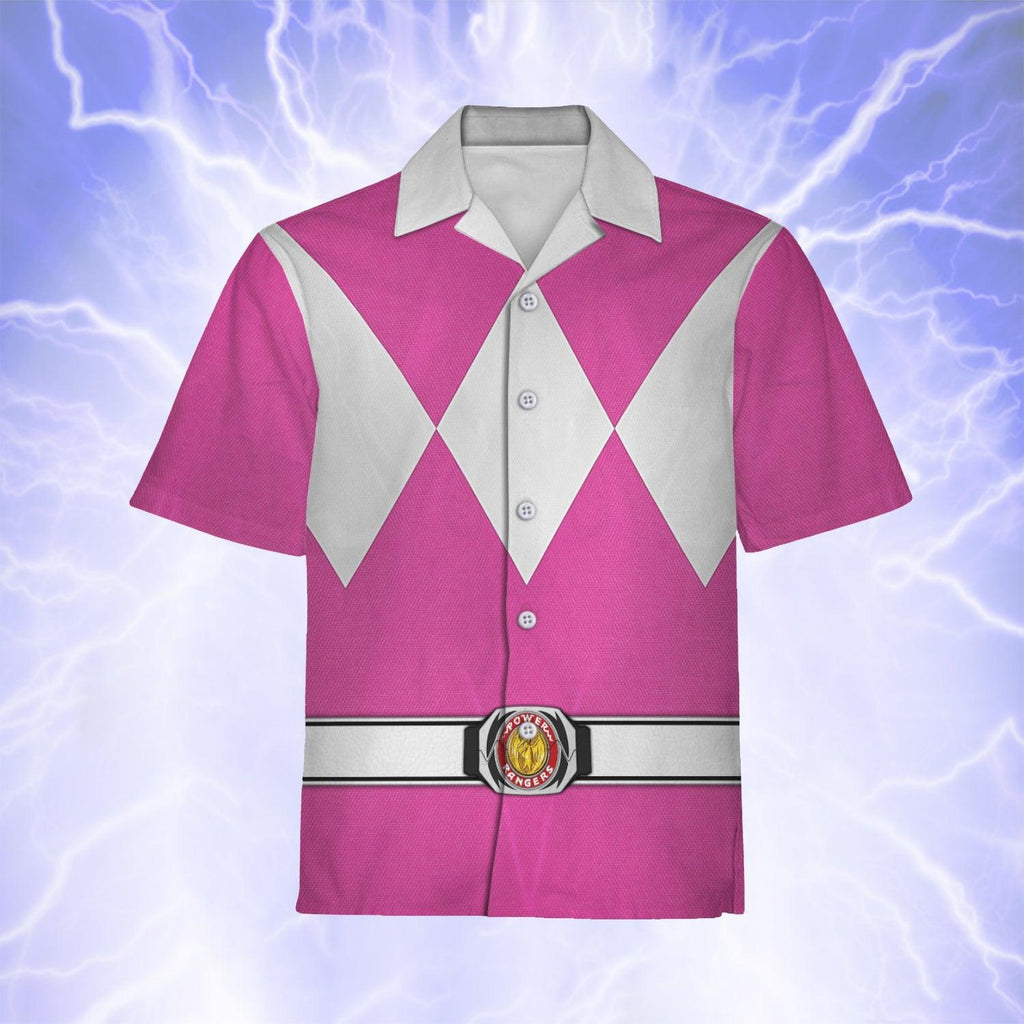 Pink Ranger Mighty Morphin Hawaiian Shirt Beach Shorts - CustomsPig.com