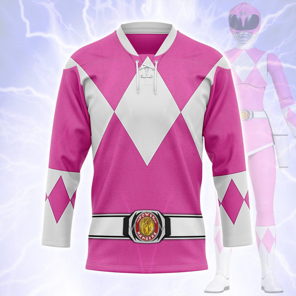 Pink Ranger Mighty Morphin Hockey Jersey - OodieGang.com