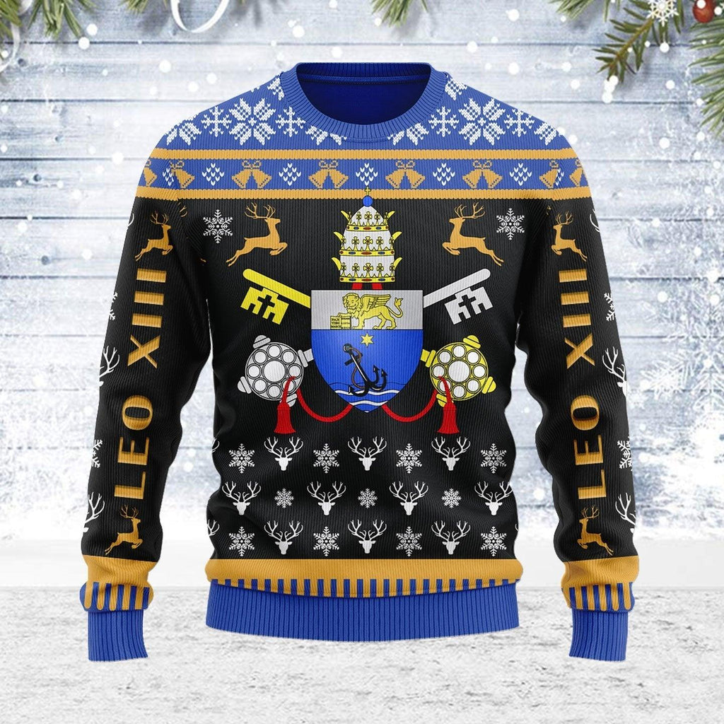 Pope Pius X Coat of Arms Ugly Christmas Sweater - OodieGang