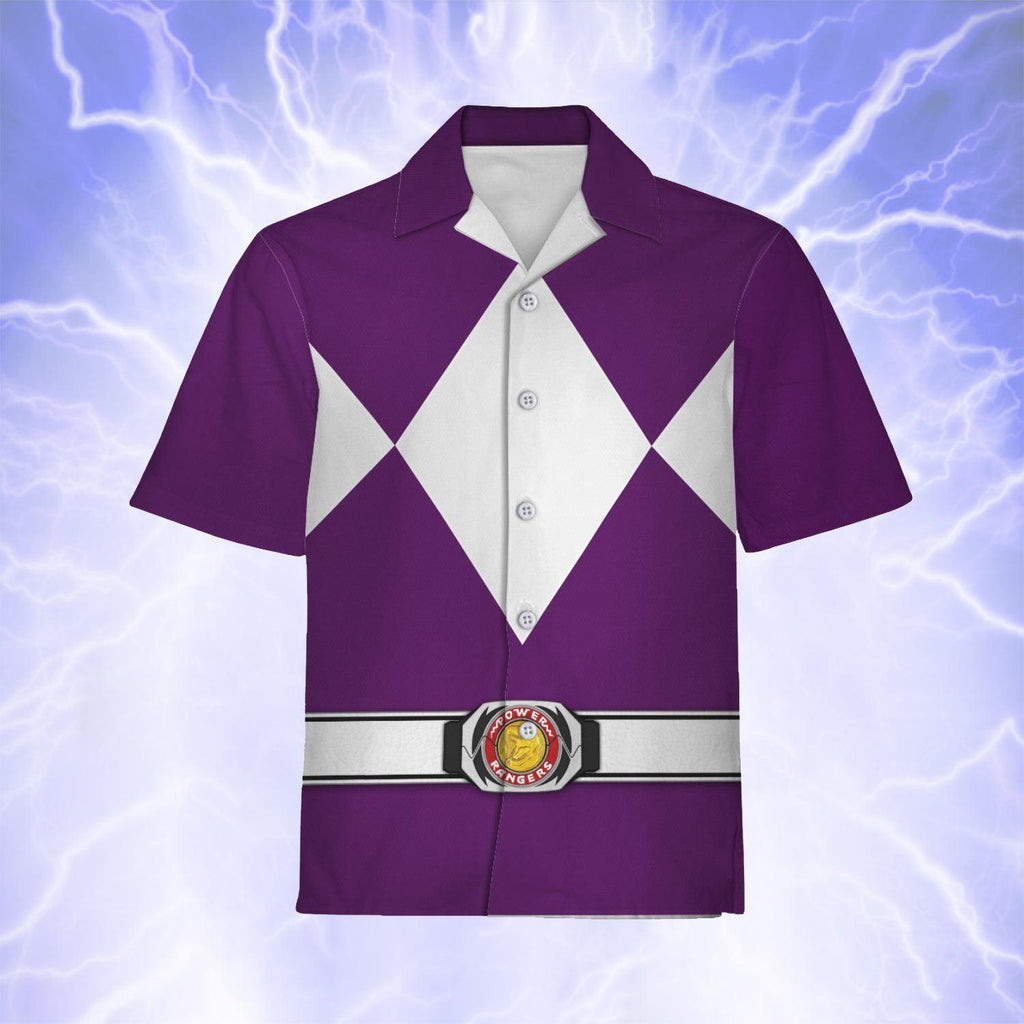 Purple Ranger Mighty Morphin Hawaiian Shirt Beach Shorts - CustomsPig.com