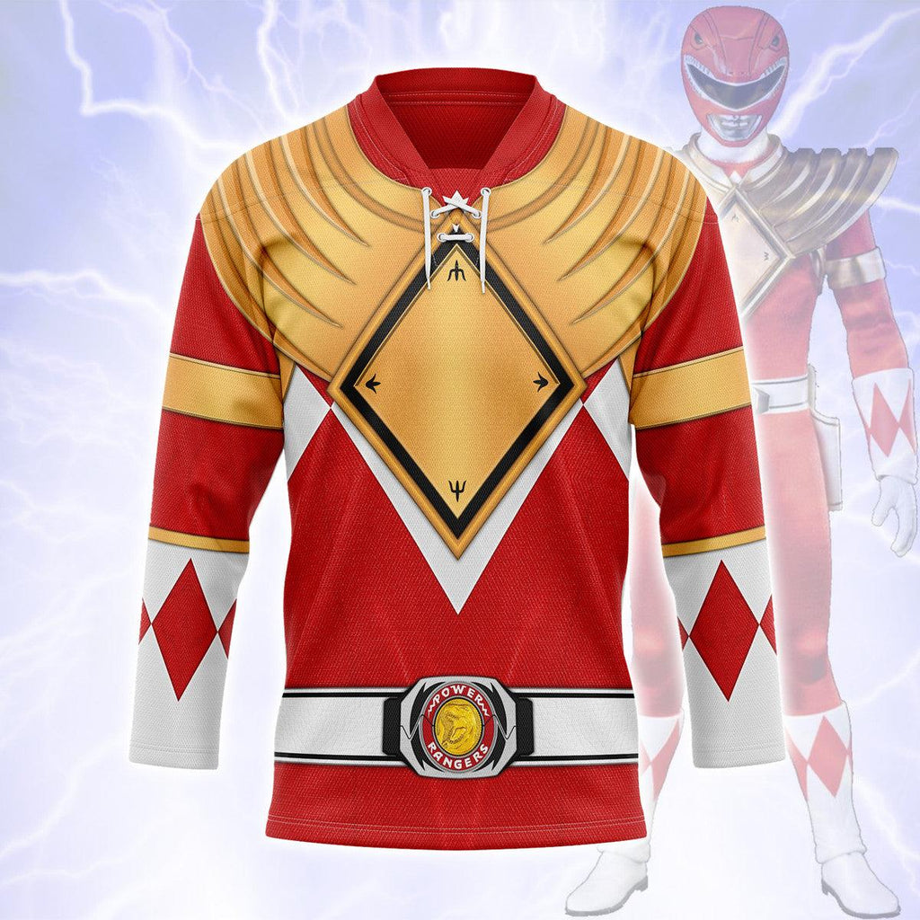 Red Ranger Dragon Shield Hockey Jersey - OodieGang.com