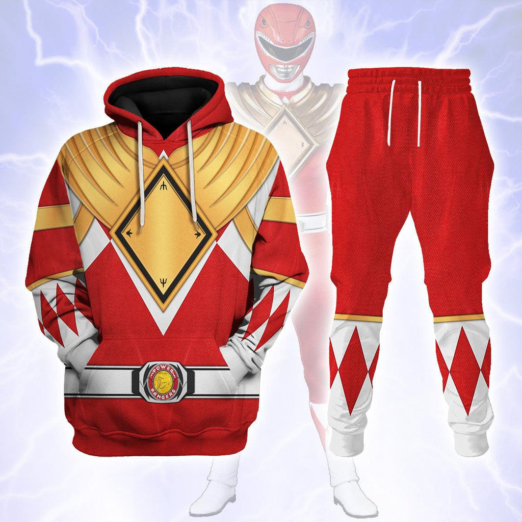 Red Ranger Dragon Shield Hoodies Sweatshirt T-shirt Hawaiian Tracksuit - OodieGang.com