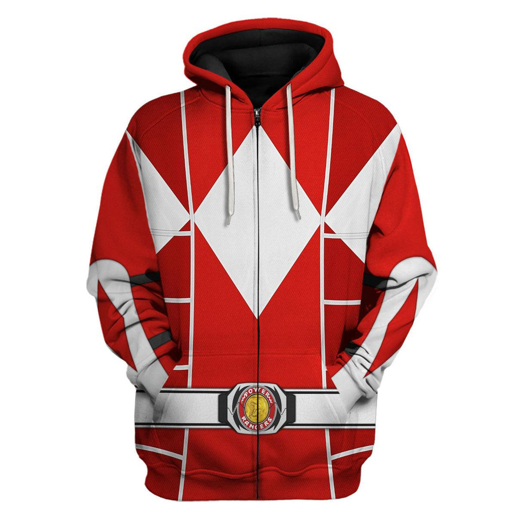 Red Ranger Mighty Morphin Cosplay Hoodies Sweatshirt T-shirt Hawaiian - OodieGang.com