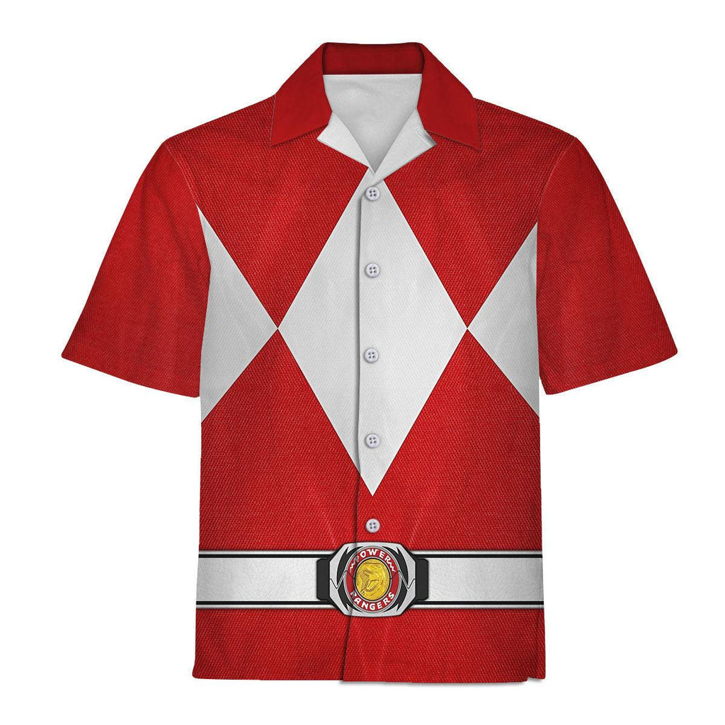 Red Ranger Mighty Morphin Hawaiian Shirt Beach Shorts - OodieGang.com