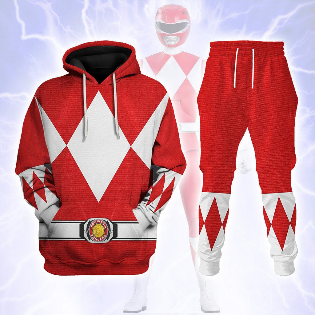 Red Ranger Mighty Morphin Hoodies Sweatshirt T-shirt Hawaiian Tracksuit - OodieGang.com