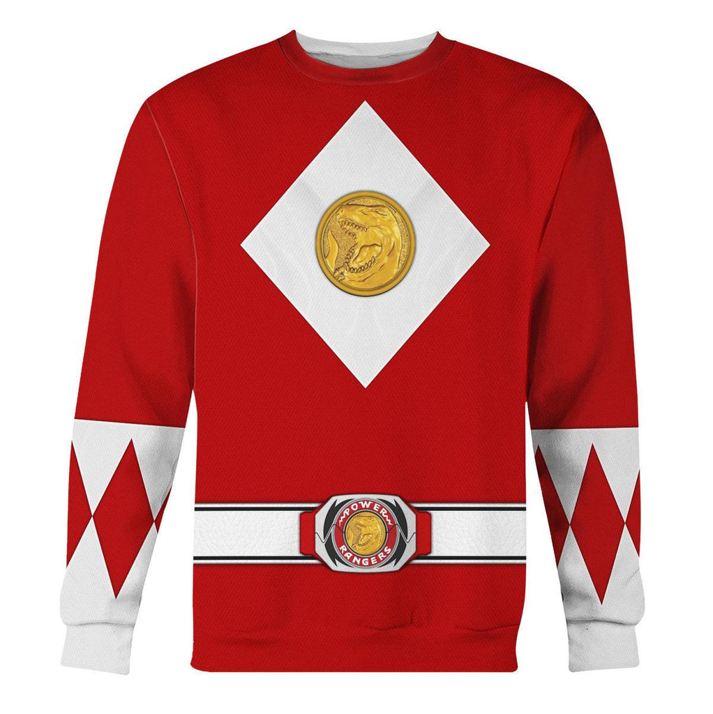 Red Ranger Mighty Morphin The Movie (1995) Hoodies Sweatshirt T-shirt Hawaiian - OodieGang.com