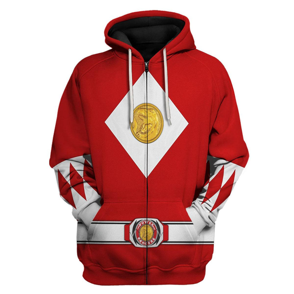 Red Ranger Mighty Morphin The Movie (1995) Hoodies Sweatshirt T-shirt Hawaiian - OodieGang.com