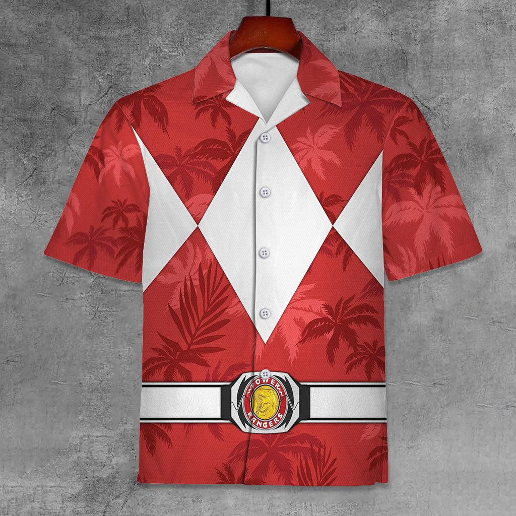 Red Ranger x Tommy Vercetti Hawaiian Shirt Beach Shorts - CustomsPig.com