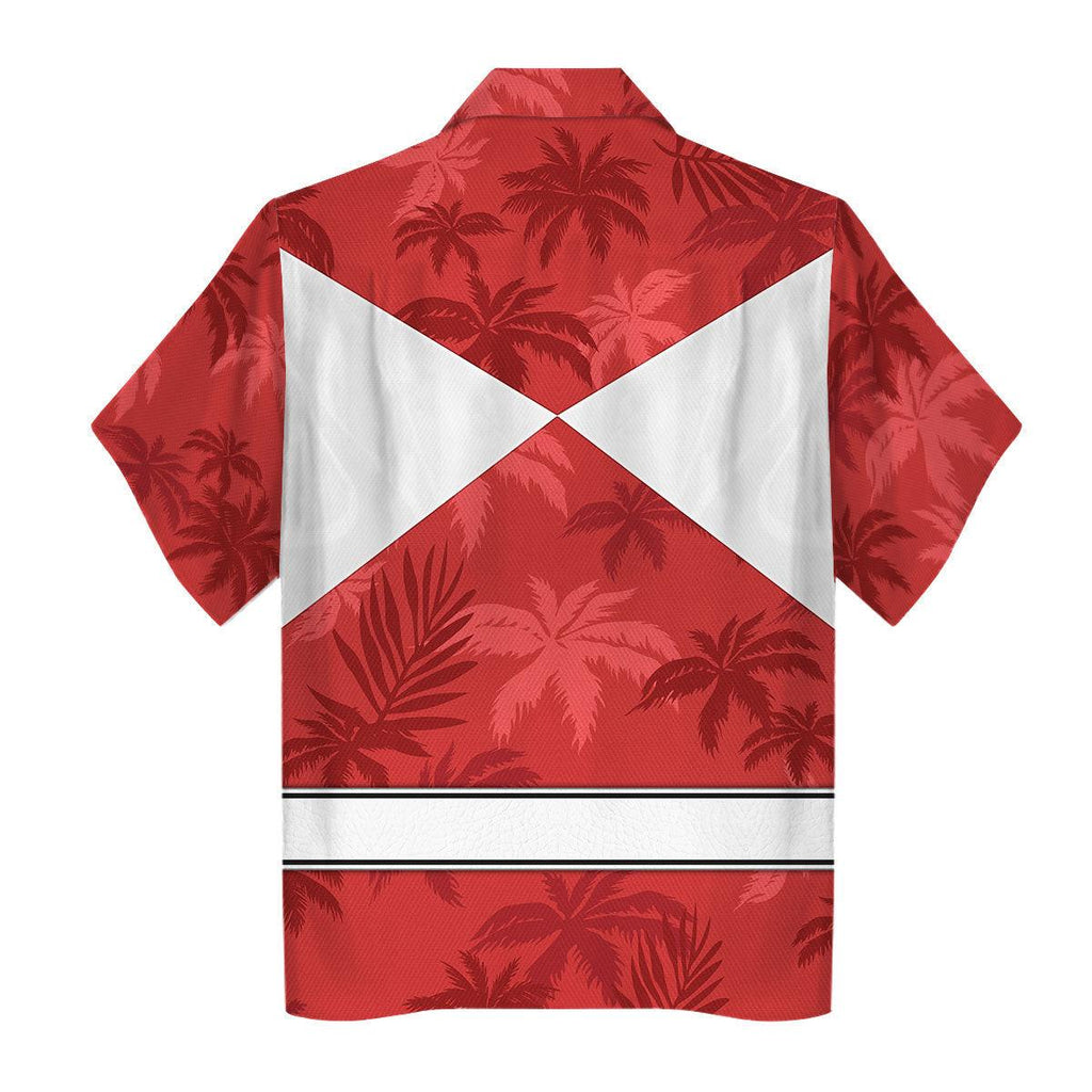 Red Ranger x Tommy Vercetti Hawaiian Shirt Beach Shorts - OodieGang.com