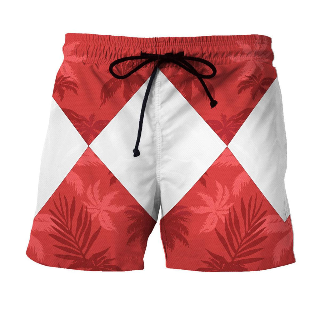 Red Ranger x Tommy Vercetti Hawaiian Shirt Beach Shorts - OodieGang.com