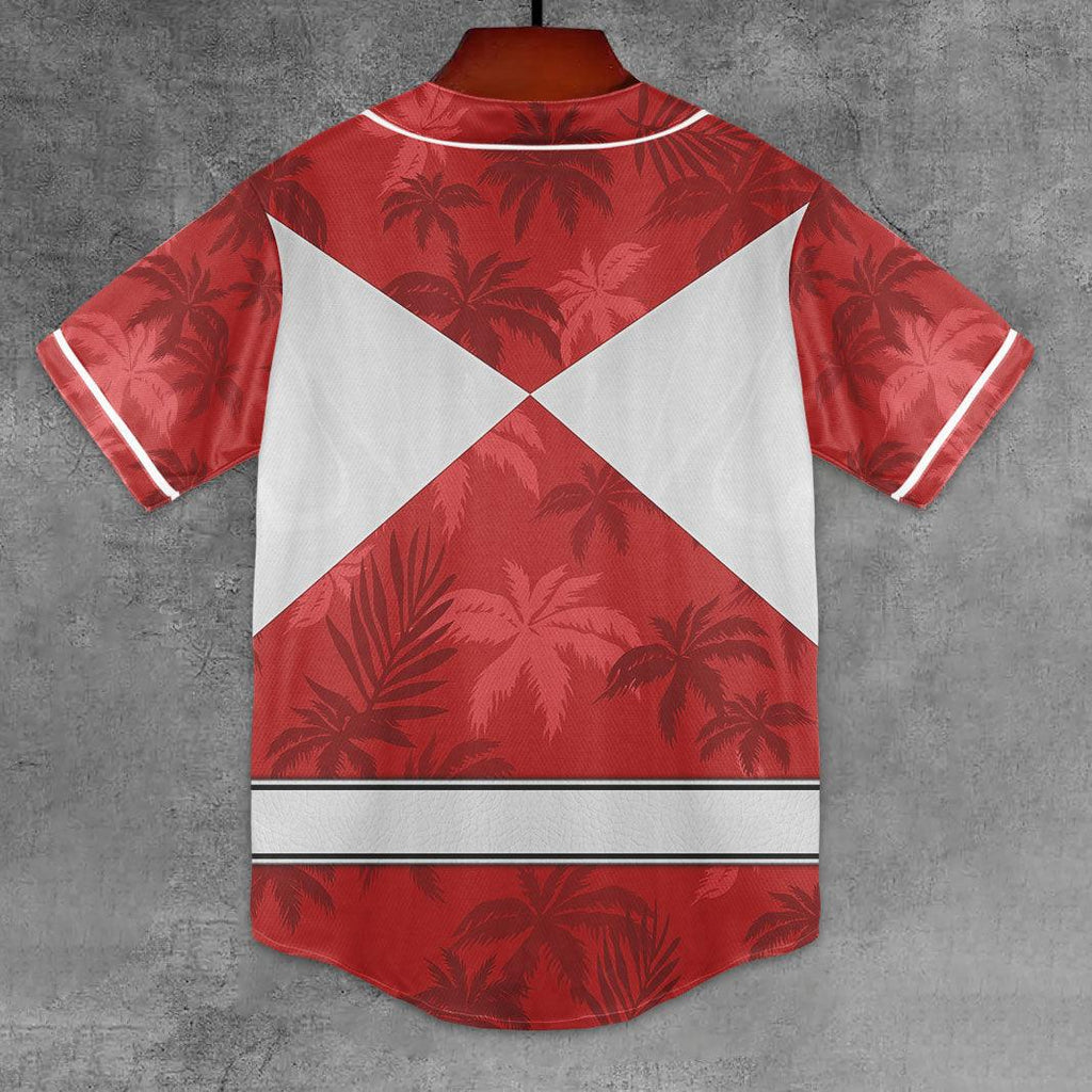 Red Ranger x Tommy Vercetti MLB Jersey Shirt Beach Shorts - OodieGang.com