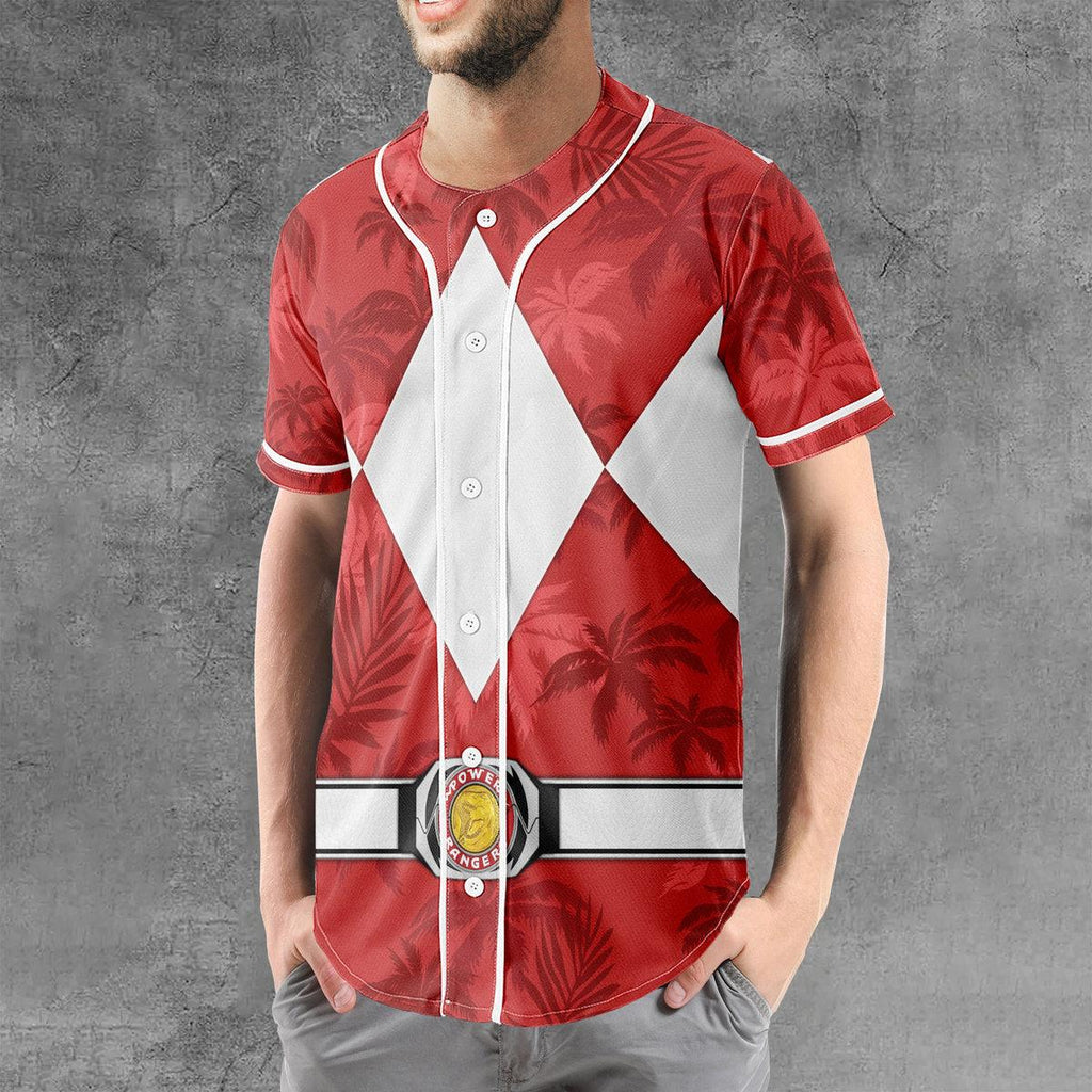 Red Ranger x Tommy Vercetti MLB Jersey Shirt Beach Shorts - OodieGang.com