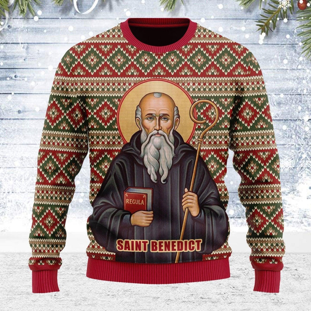 Saint Benedict Ugly Christmas Sweater - OodieGang