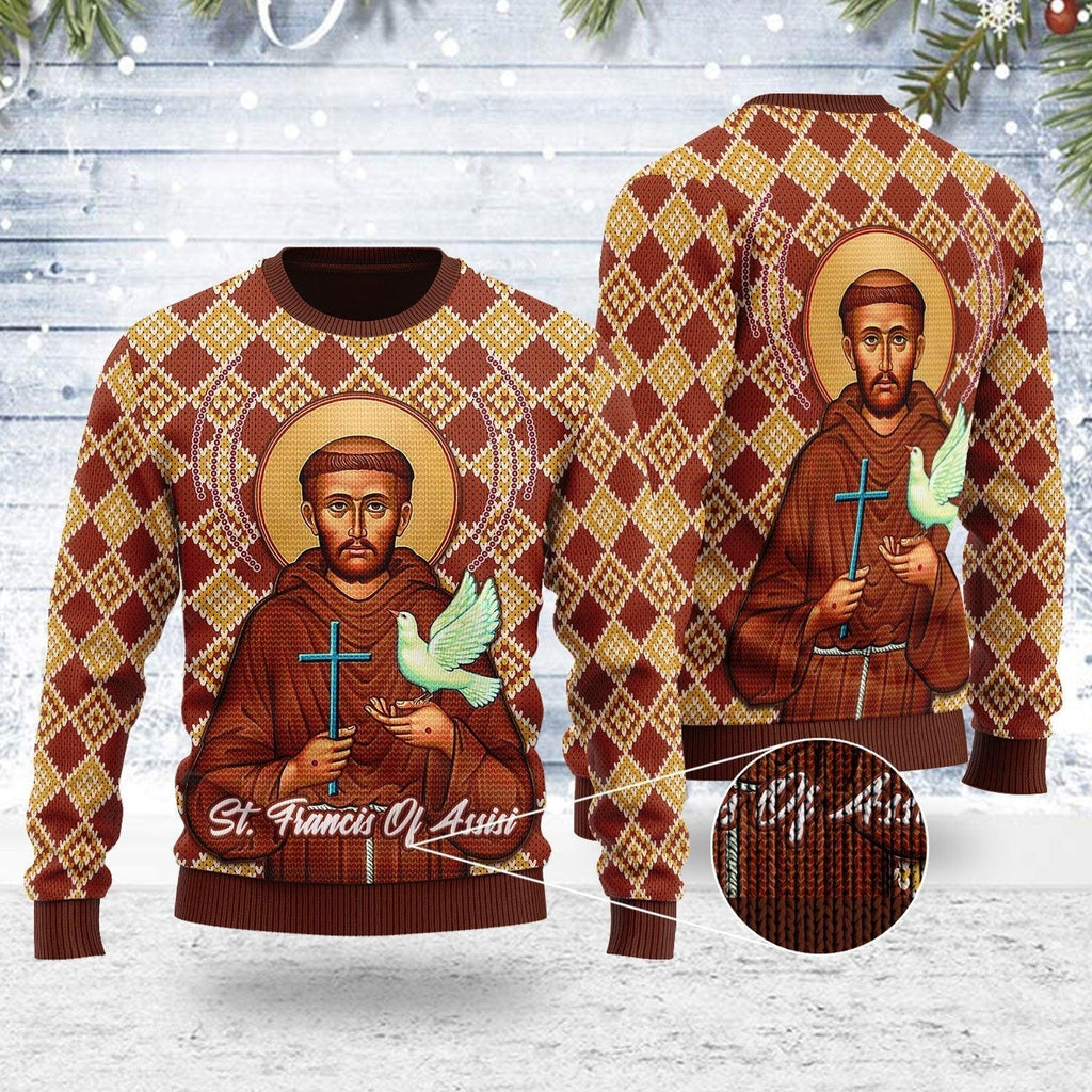 Saint Francis Of Assisi Ugly Christmas Sweater - OodieGang