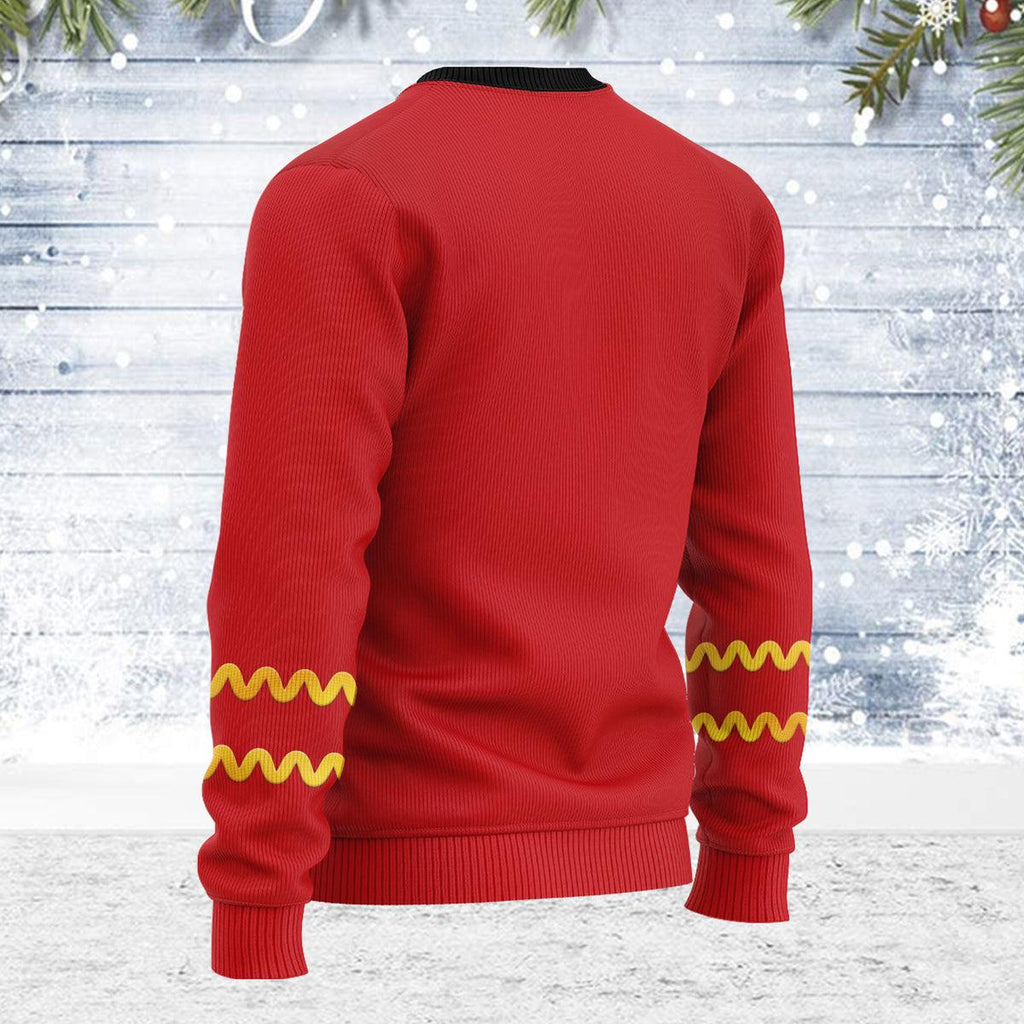 The Original Series Scott Red Uniform Themed Costume Christmas Wool Sweater - OodieGang.com