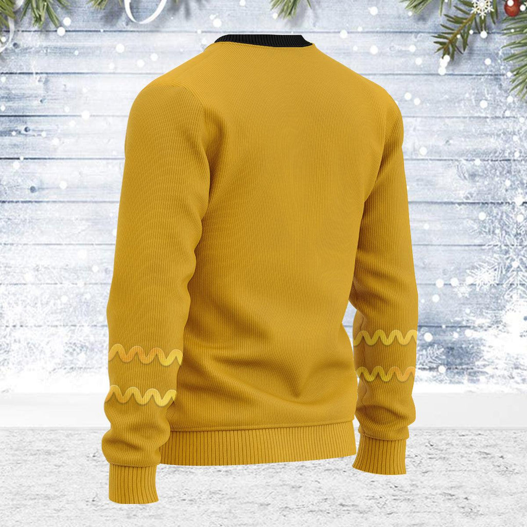 The Original Series Spock Yellow Uniform Themed Costume Christmas Wool Sweater - OodieGang.com