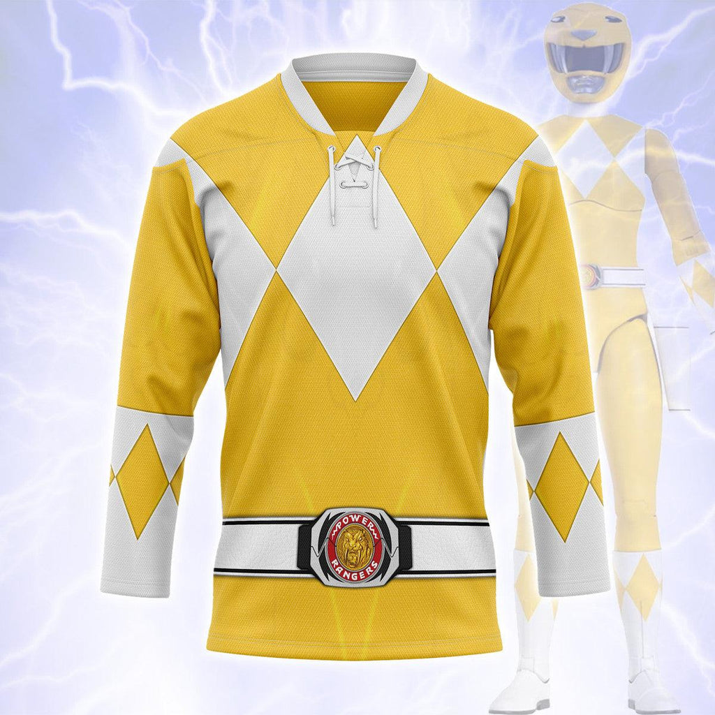 Yellow Ranger Mighty Morphin Hockey Jersey - OodieGang.com