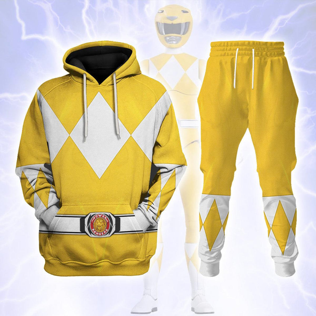 Yellow Ranger Mighty Morphin Hoodies Sweatshirt T-shirt Hawaiian Tracksuit - OodieGang.com