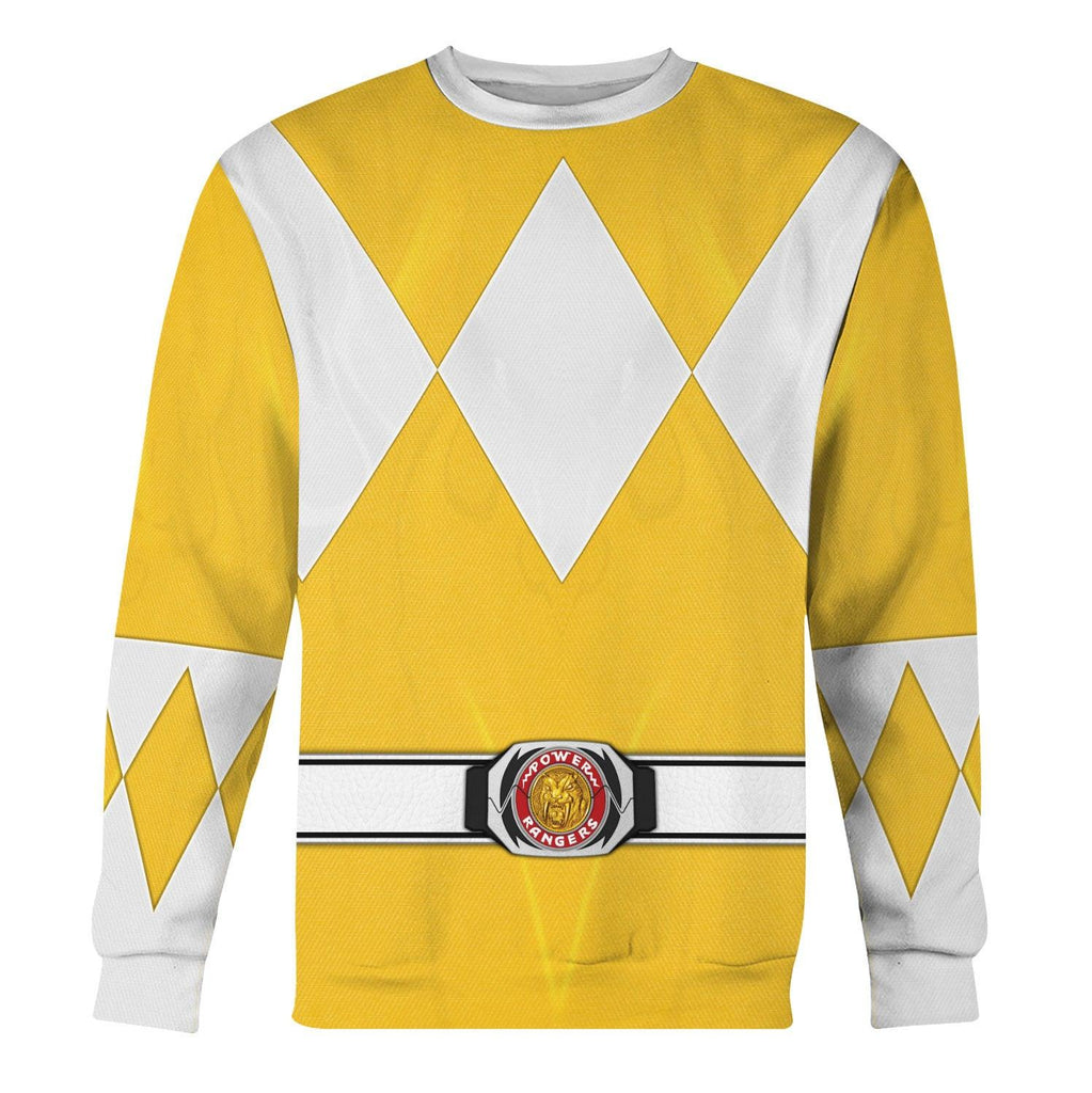 Yellow Ranger Mighty Morphin Hoodies Sweatshirt T-shirt Hawaiian Tracksuit - OodieGang.com