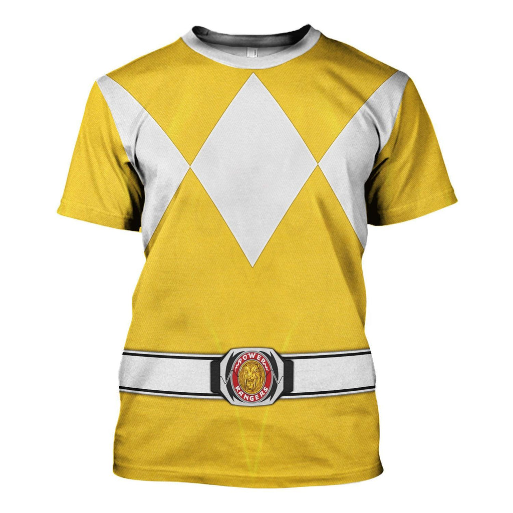 Yellow Ranger Mighty Morphin Hoodies Sweatshirt T-shirt Hawaiian Tracksuit - OodieGang.com