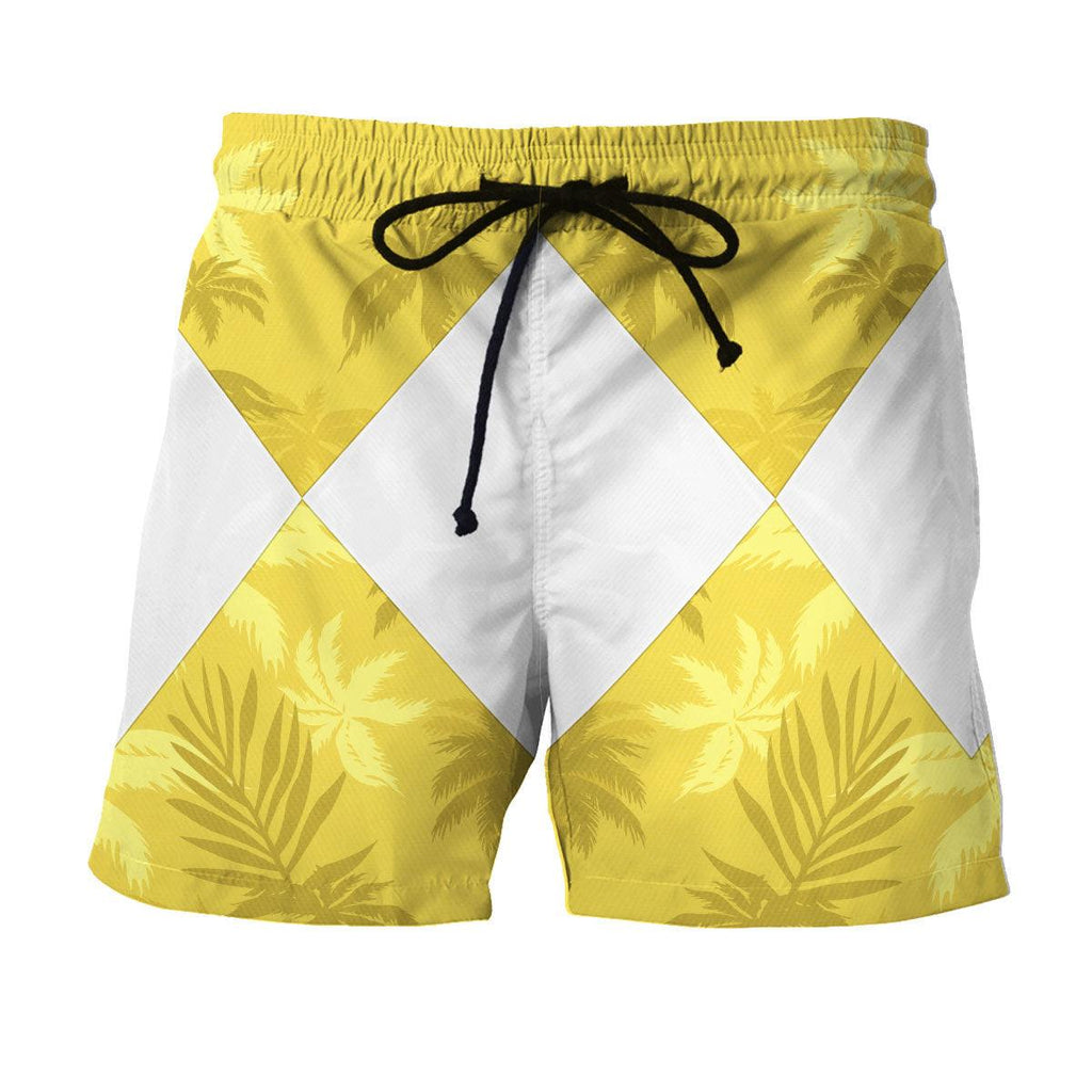 Yellow Ranger x Tommy Vercetti Hawaiian Shirt Beach Shorts - OodieGang.com